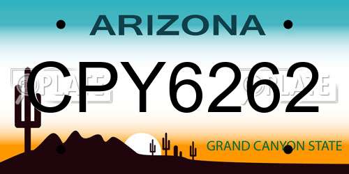 CPY6262 Arizona License Plate