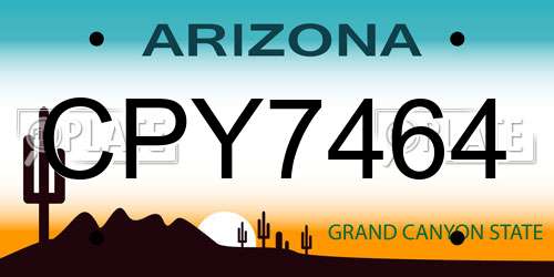 CPY7464 Arizona License Plate