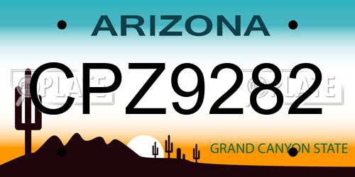 CPZ9282 Arizona License Plate