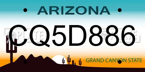 CQ5D886 Arizona License Plate