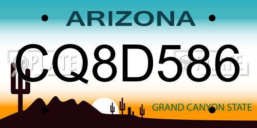 CQ8D586 Arizona License Plate