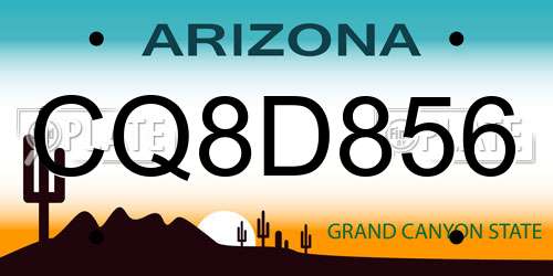CQ8D856 Arizona License Plate