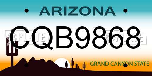 CQB9868 Arizona License Plate