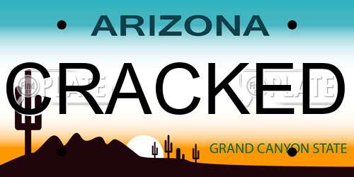 CRACKED Arizona License Plate
