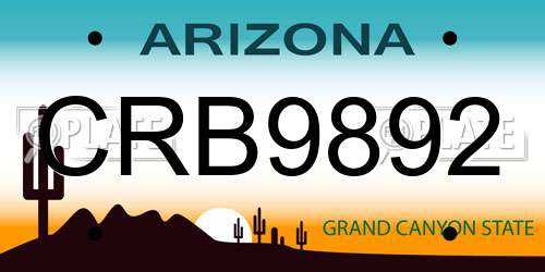 CRB9892 Arizona License Plate