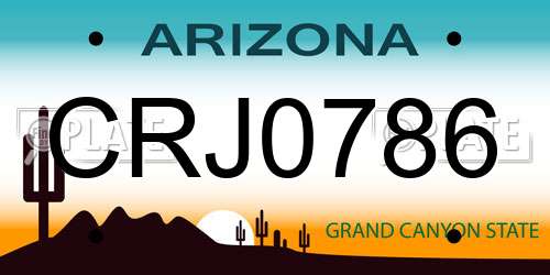 CRJ0786 Arizona License Plate