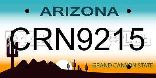 CRN9215 Arizona License Plate