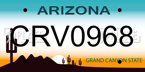CRV0968 Arizona License Plate