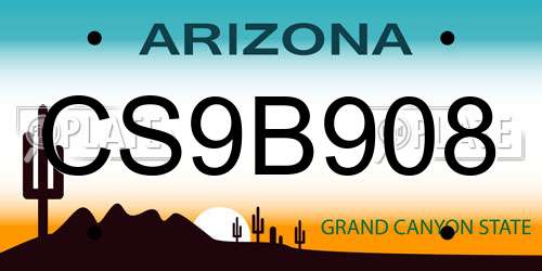 CS9B908 Arizona License Plate