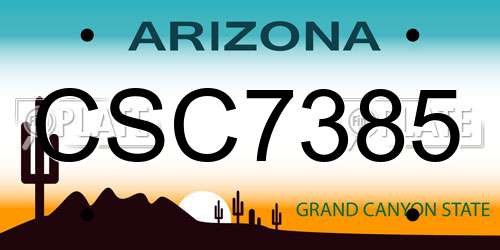 CSC7385 Arizona License Plate