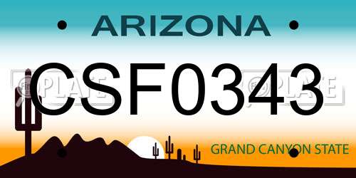CSF0343 Arizona License Plate