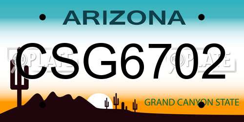 CSG6702 Arizona License Plate