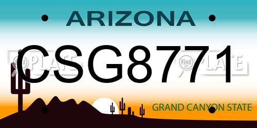 CSG8771 Arizona License Plate