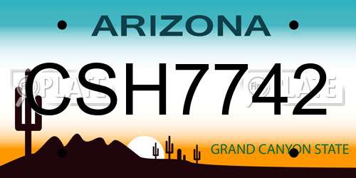 CSH7742 Arizona License Plate