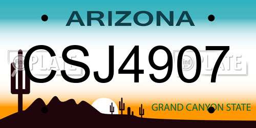 CSJ4907 Arizona License Plate