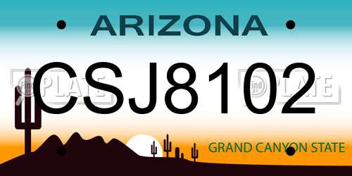 CSJ8102 Arizona License Plate