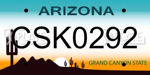CSK0292 Arizona License Plate