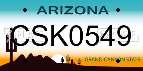 CSK0549 Arizona License Plate