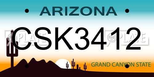 CSK3412 Arizona License Plate
