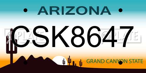 CSK8647 Arizona License Plate