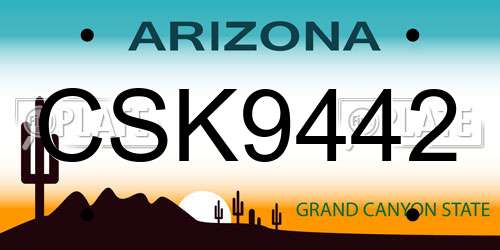 CSK9442 Arizona License Plate