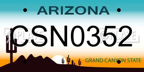 CSN0352 Arizona License Plate