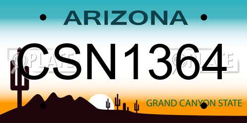 CSN1364 Arizona License Plate