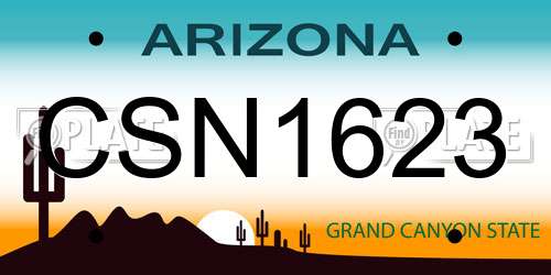 CSN1623 Arizona License Plate