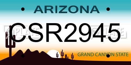CSR2945 Arizona License Plate