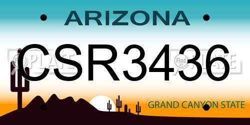 CSR3436 Arizona License Plate