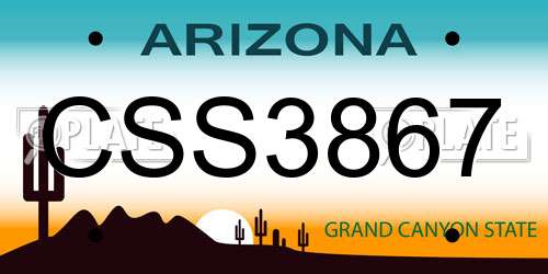CSS3867 Arizona License Plate