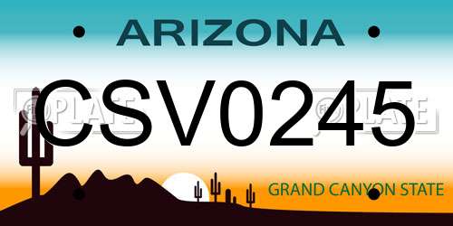 CSV0245 Arizona License Plate