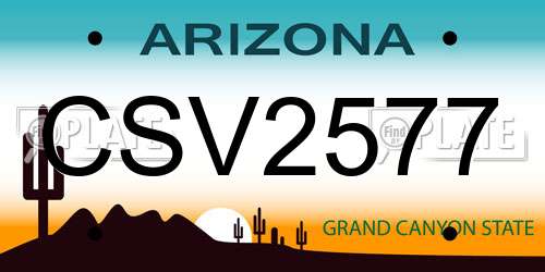 CSV2577 Arizona License Plate