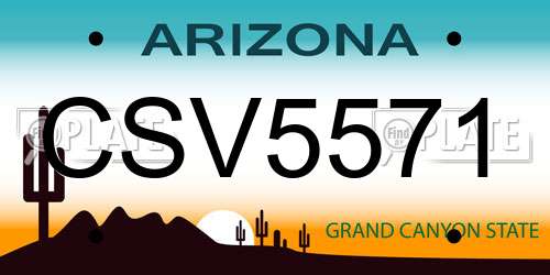 CSV5571 Arizona License Plate