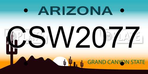 CSW2077 Arizona License Plate