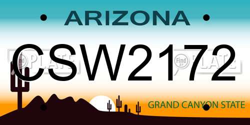 CSW2172 Arizona License Plate