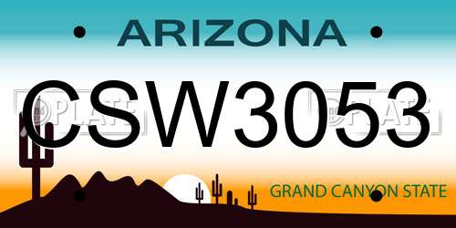 CSW3053 Arizona License Plate