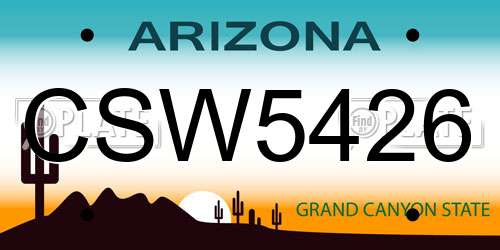 CSW5426 Arizona License Plate