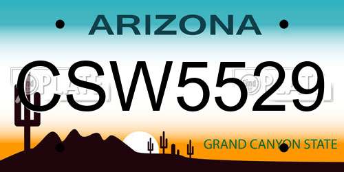 CSW5529 Arizona License Plate
