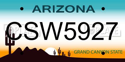 CSW5927 Arizona License Plate