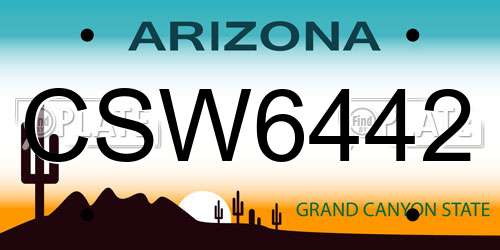 CSW6442 Arizona License Plate