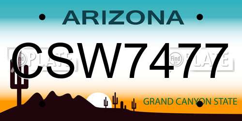 CSW7477 Arizona License Plate