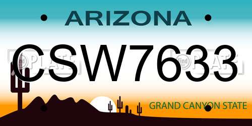 CSW7633 Arizona License Plate