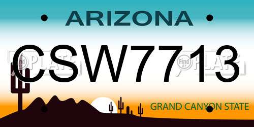 CSW7713 Arizona License Plate