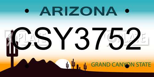 CSY3752 Arizona License Plate