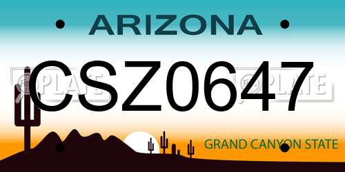 CSZ0647 Arizona License Plate