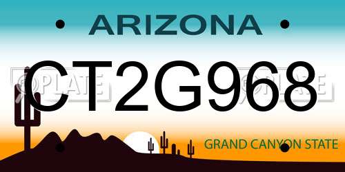 CT2G968 Arizona License Plate