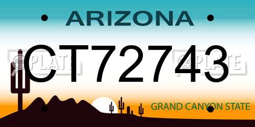 CT72743 Arizona License Plate