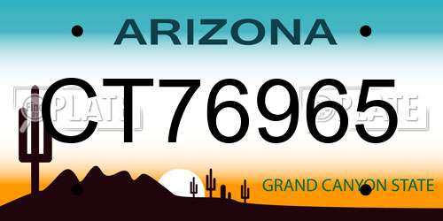 CT76965 Arizona License Plate