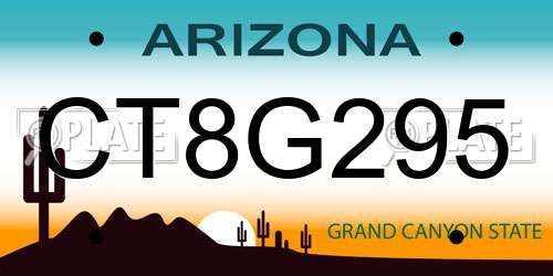 CT8G295 Arizona License Plate